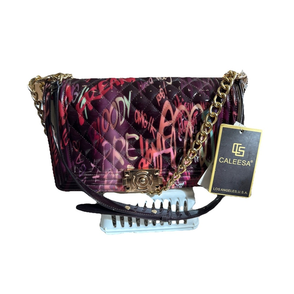 Graffiti Crossbody Bag Purse Gold Chain Strap NWT Street/AbstractGraphic Art Y2K